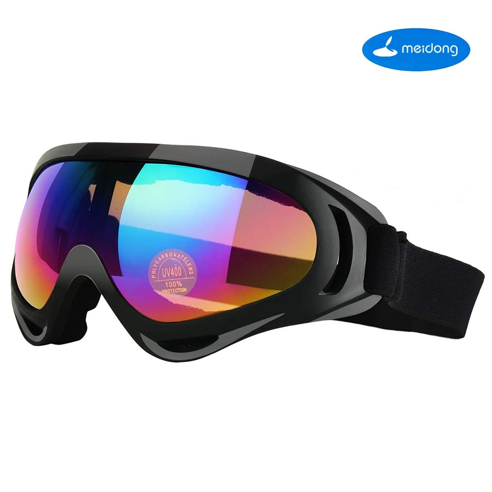 Black Frame Snowboard Snowmobile Ski Goggles Anti-Fog UV Lens & EVA Protect Case 