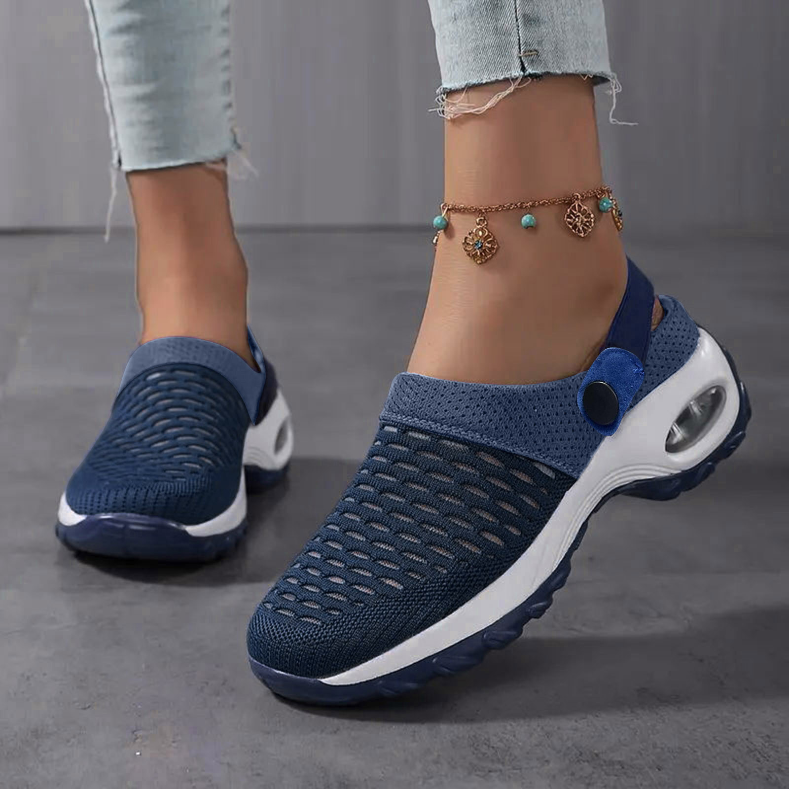 Chaussures Orthopédiques Femme Mules à Enfiler - Semelle Coussin D'air, Soutien De La Voûte Plantaire - Pour Diabétiques, Confort Marche