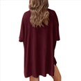 thumbnail image 3 of Conjunto de Dos Piezas para Mujer, Verano 2025, Informal, de Gran Tamaño, con Pantalones Cortos de Motociclista, Color Vino Tinto , Talla XL, 3 of 8
