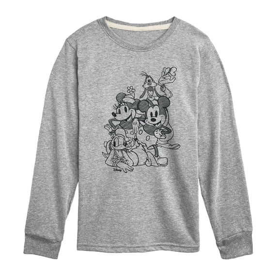 Disney - Sketchy Mickey Bffs - Youth Boys Long Sleeve Graphic T-Shirt