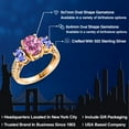 thumbnail image 2 of Gem Stone King 18K Yellow Gold Plated Silver 3-Stone Ring Oval Pink Moissanite and Tanzanite Blue (2.90 Cttw, Size 7), 2 of 6