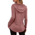 thumbnail image 4 of Womens Cozy Knit Sweaters Hoodies Ribbed V Neck Pullover Sweatshirts for Fall Outfits S-XXL 06-Pink S, 4 of 5