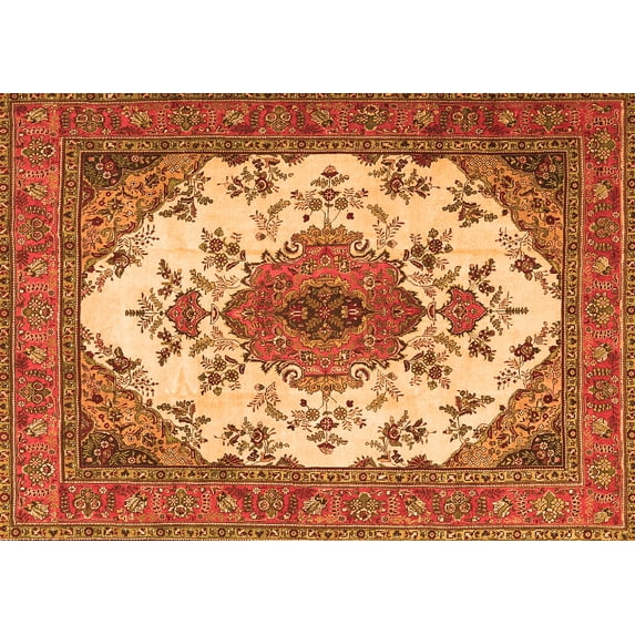 Ahgly Company Indoor Rectangle Medallion Orange Traditional Area Rugs, 2' x 4'