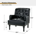 thumbnail image 6 of 14 Karat Home Faux Leather Tufted Armchair & Accent Chair Set of 2 with Wooden Turned Legs, Black, 6 of 6
