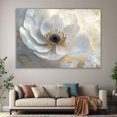 thumbnail image 6 of Mudket White and Grey Flower with Gold Accents Canvas Wall Art, Framed Floral Print, Ready to Hang Wall Decor for Living Room Bedroom, Elegant Artwork - 12"L x 8"W, 6 of 10