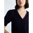 thumbnail image 4 of Free Assembly's Women's Cotton Crochet Cardigan Sweater with Puff Sleeves, Sizes XS-4X, 4 of 5