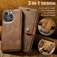 thumbnail image 2 of Magnetic Detachable Wallet Stand Leather Phone Case for iPhone 14 13 12 11 Pro Max Plus Mini, Business Coin Purse Shell, Unique Card Holder Back Cover(Brown,14 Plus), 2 of 8