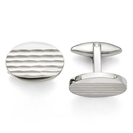 Men's Stainless Steel Polished and Matte Oval Cuff Links