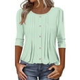 thumbnail image 3 of 3/4 Length Sleeve Womens Tops 2026 Spring Summer Trendy Tee Shirts Dressy Casual Business Work Blouses Outfits Mint Green XL, 3 of 4