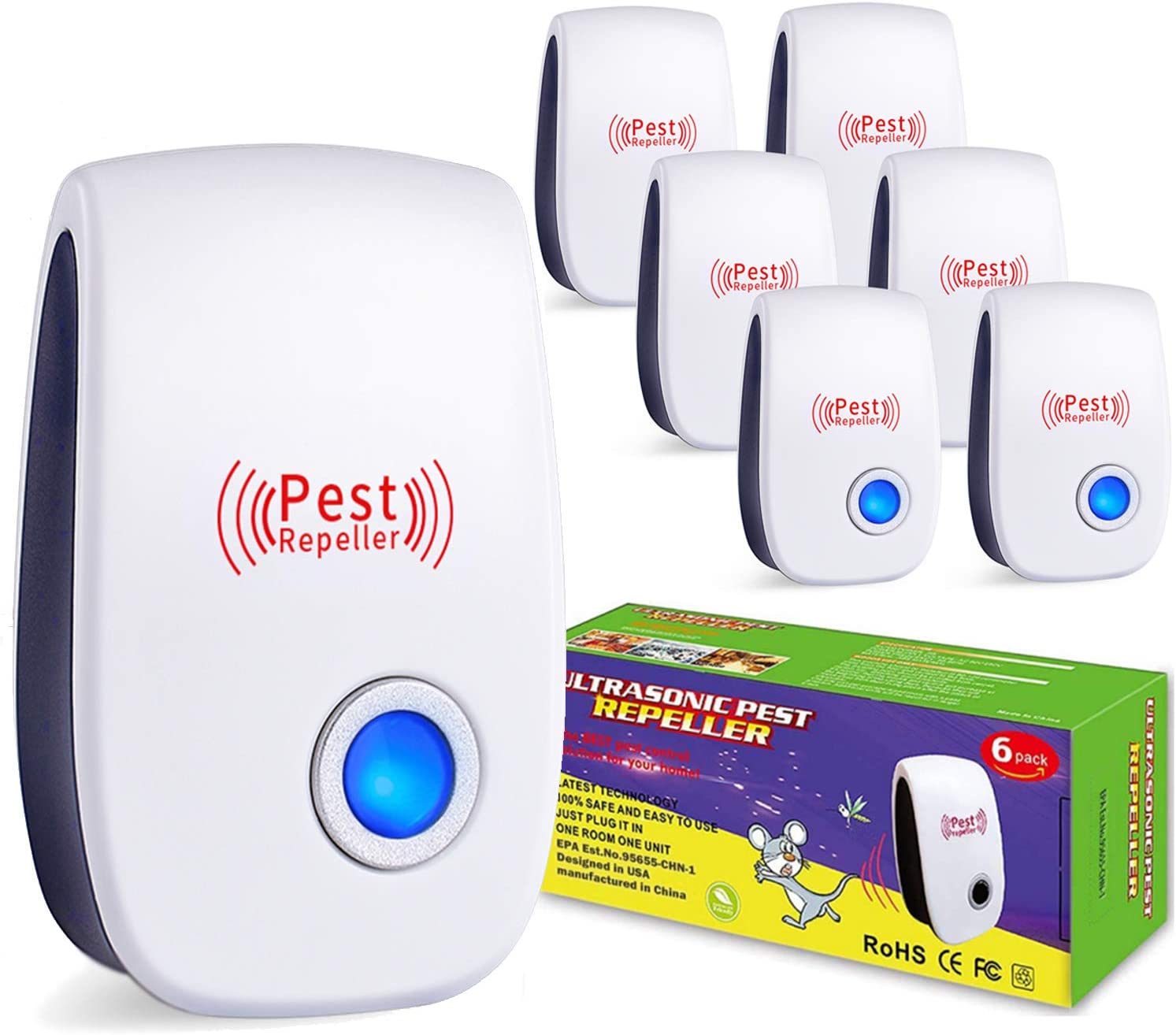 UGTPD Ultrasonic Pest Repeller 6 Packs Pest Control Electronic Plug in