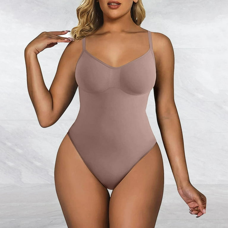 B91xZ Bodysuit For Women Seamless Body Shaping Bodysuit Belly Controlling  Lifting Plus Size Thong Briefs Suspenders Tight Corset Bodysuit Brown,L 
