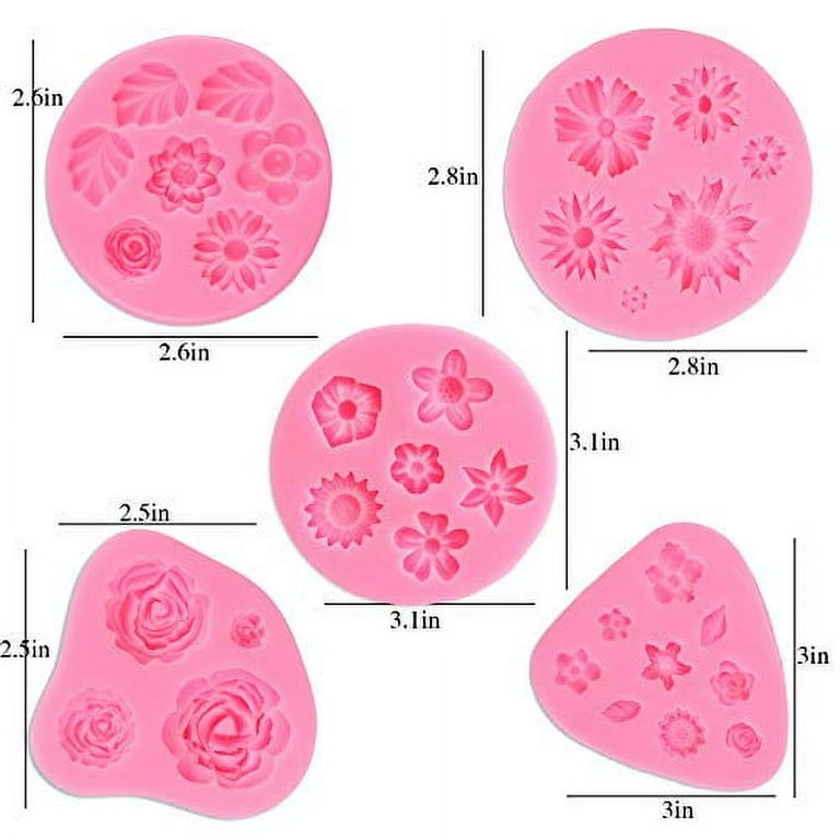 VAODO 6 Pcs Fondant Molds Set Mini Flower Mold Butterfly Molds Leaf Mold  Rose Clay Molds Pink Polymer Clay Molds Non-stick Silicone Molds for Cake  Decorating, Chocolate Making and Soap Crafting price