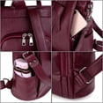 thumbnail image 4 of UTO Women Backpack PU Leather Ladies Fashion Handbags Backpacks Lightweight Travel Shoulder Bag(Wine Red), 4 of 6