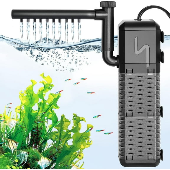 Tawatiler Aquarium Filter, 211GPH Internal Fish Tank Filters with Aeration & Rainfall, 9W Quiet Fish Tank Filter Pump for Tanks up to 20-70 Gallon
