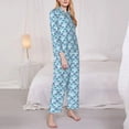 thumbnail image 3 of Goofa Blue Fish Scale Texture Printed Women’s 2 Piece Pajama Set Super,Pajamas Women's Long Sleeve Sleepwear Soft Button Down Loungewear Pjs Lounge Set Nightwear-XX-Large, 3 of 9