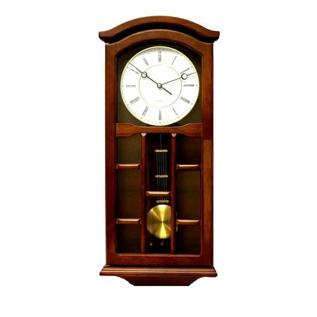 Jack David J&D Best Pendulum Wall Clock, Silent Decorative Wood Clock Swinging Pendulum, Battery Operated Living Room, Kitchen, Office & Home Décor (Dark Brown -TQWW4079 =24'' x 9.5'' x 3'' (Best Clock Widget For Android)