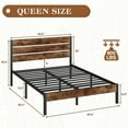 thumbnail image 2 of Queen Bed Frame with Headboard and Footboard, Metal Queen Bed Frame with Under-Bed Storage, All-Metal Support System, No Box Spring Needed, Easily Assemble, Vintage Brown, 2 of 4