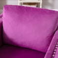 thumbnail image 6 of Modern Upholstered Accent Armchair Tufted Button Club Chair with Metal Legs, Living Room Single Sofa Chair Velvet Lounge Armchair with Nailhead Trim, Purple, 6 of 8