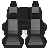 Fits 2012-2018 Dodge Ram Cotton Seat Covers 40/60 Split Rr Bench:Black Charcoal-Full Set