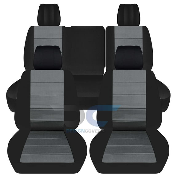 Fits 2012-2018 Dodge Ram Cotton Seat Covers 40/60 Split Rr Bench:Black Charcoal-Full Set
