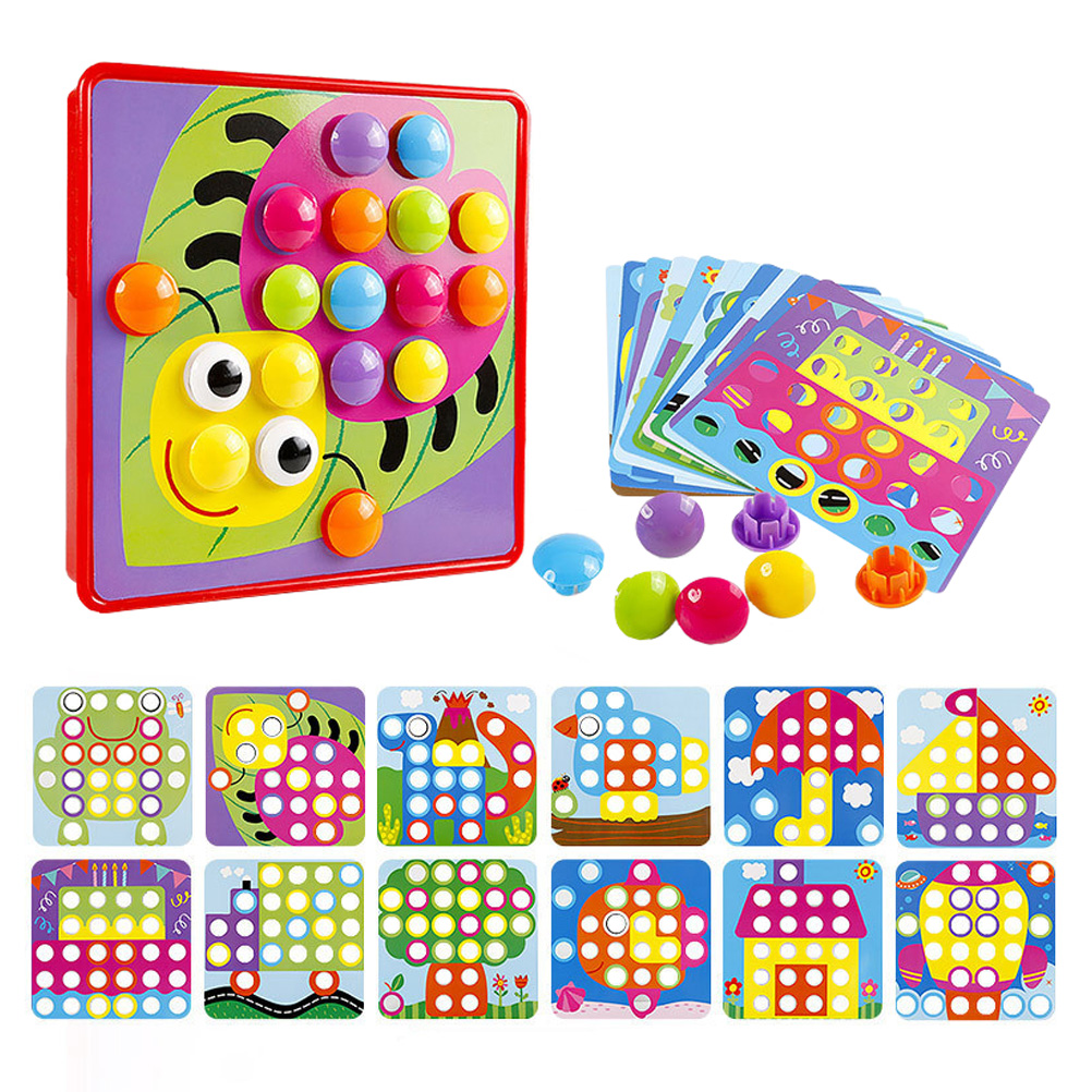 Rosarivae 1 Set of Toddlers Button Art Toys Plastic Matching Pegboard