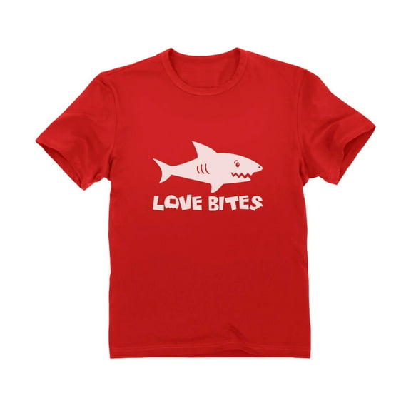 Tstars Unisex Valentine's Day Shirts for Kids Love Bites Shark