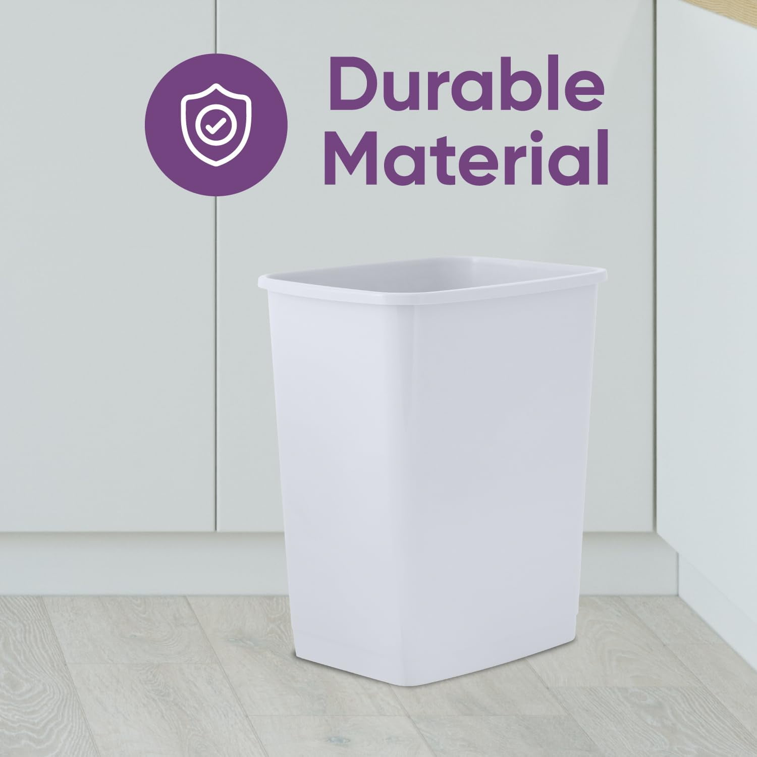 Superio 4.5 Gallon Plastic Trash Can, Waste Bin for Home, Kitchen, Office, Bedroom, Bathroom- 18 Qt (White Smoke)