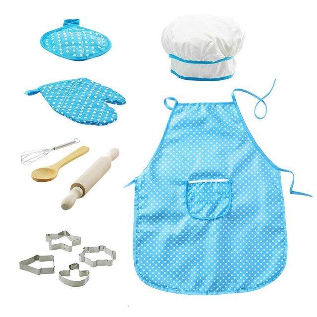 CAROOTU 11pcs Children's Cooking Set Pretend Play Gift Toy Chef Set Children's Aprons