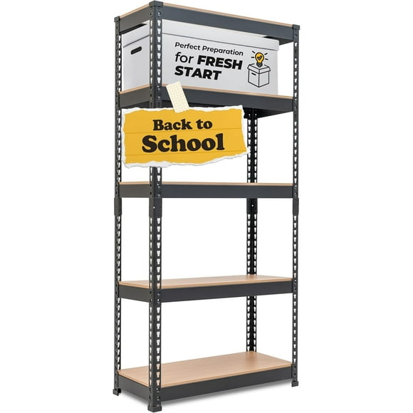 28"W x 12.3"D x 59.5"H 5-tier Metal Shelving Unit Adjustable Garage Storage Utility Rack Heavy Duty Shelves Organization Multipurpose Shelf Warehouse Basement Kitchen Living Room pantry 1Pack