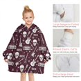 thumbnail image 6 of Burgundy Rock Skull Pattern Blanket Hoodies for Kids 6-13YR Oversize Wearable Blanket Hoodies for Boys Girls Teens, 6 of 7