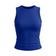thumbnail image 6 of Yeaiivve Tank Tops for Women Ruched Side Sleeveless Slim Fit Tops Crew Neck Stretchy Comfortable Under Shirts 2026 Summer Going Out Crop Top Blue,XL, 6 of 7