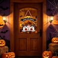 thumbnail image 5 of Beautynvta Hanging Door Sign, Cute Cartoon Ghosts Design, Happy Wooden Pendant, Wall Decor for Entryway Mantel Home Decor, 5 of 7