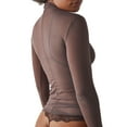 thumbnail image 4 of Women T-shirt, Long Sleeve Turtleneck Swiss Dots See-through Slim Fit Sheer Tops Clubwear, 4 of 7