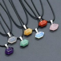 K-KED 10pcs Mix Chakra stone Gems Healing mini Hexagonal Pointed Reiki Pendants
