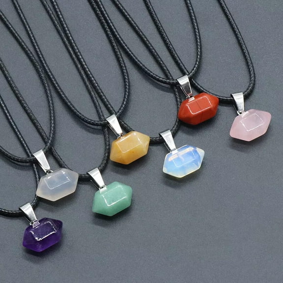 K-KED 10pcs Mix Chakra stone Gems Healing mini Hexagonal Pointed Reiki Pendants