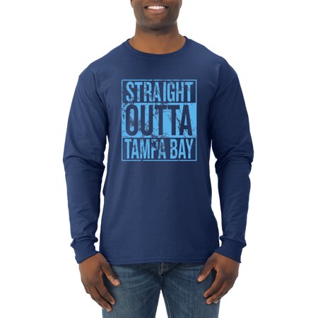 Straight Outta Tampa Bay TB Fan | Fantasy Baseball Fans | Mens Sports Long Sleeve T-Shirt, Navy, Large
