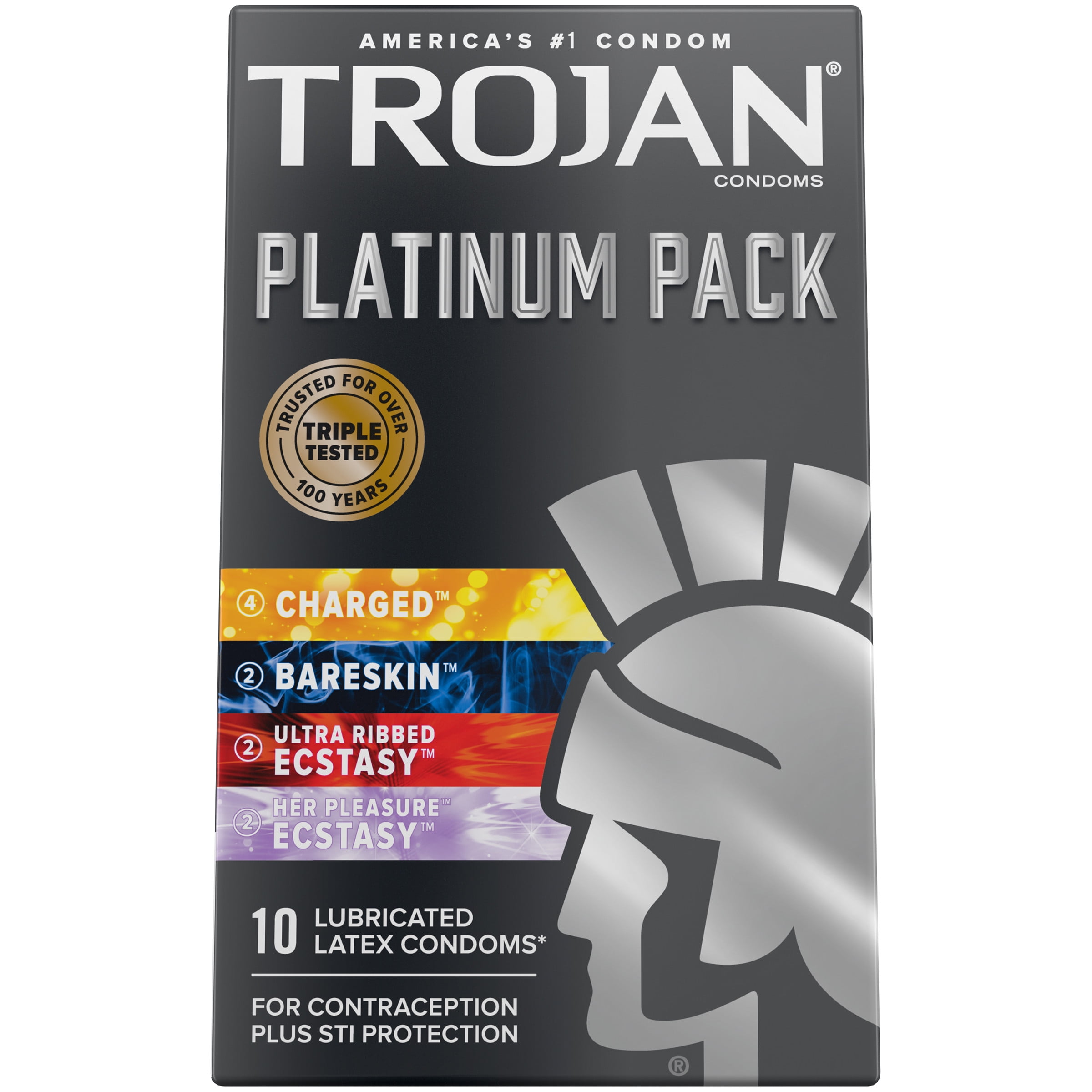 Trojan Platinum Variety Pack Lubricated Condoms 10 Count Walmart