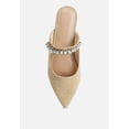 thumbnail image 6 of GEODE Pearl Embellished Slip On Mules In Beige, 6 of 7