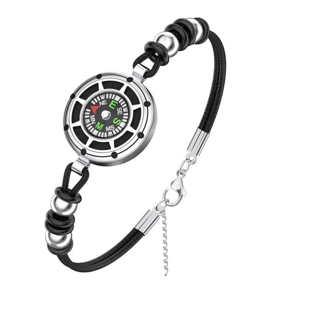 Compass Bracelet Diffuseur d'Huiles Essentielles Aromathérapie Mini Bracelet Boussole Réglable Bracelet Parfum Corde de Cire Boussole Intégrée Randonnée en Plein Air Ensemble Cadeau pour Femmes Hommes et Filles