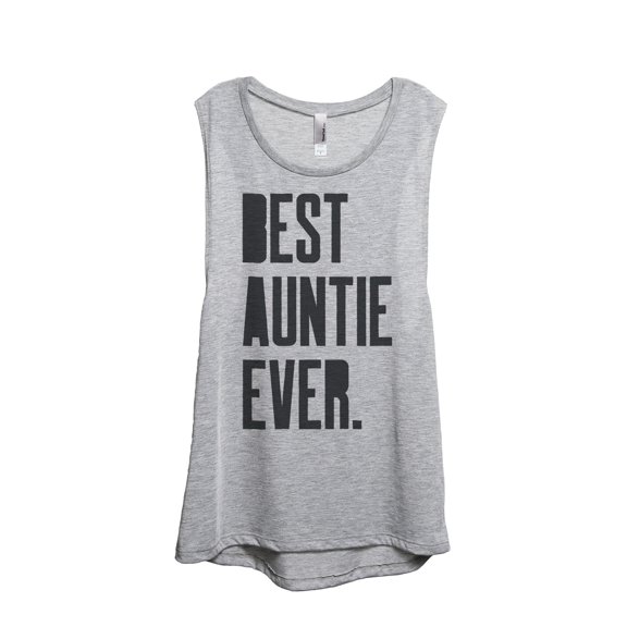 Thread Tank Best Auntie Ever Women's Sleeveless Muscle Tank Top Sport Grey Small