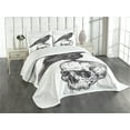 thumbnail image 3 of Ambesonne Scary Quilted Bedspread Set 3 Pcs, Sketchy Old Skull Image, King Size, Charcoal Grey White, 3 of 5