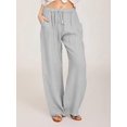 thumbnail image 1 of Pantalones de yoga holgados casuales de algodón y lino para mujer, pantalones largos para hacer ejercicio, 1 of 6