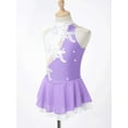 thumbnail image 3 of TiaoBug Kids Girls Figure Ice Skating Dance Dress Sleeveless Flower Sequins Ballet Leotard Tutu Dress Lavender 8, 3 of 7