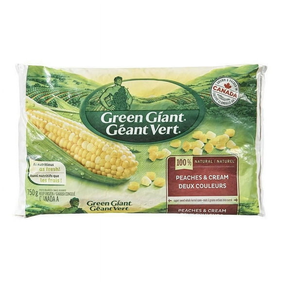 Green Giant 100 % Natural Peaches & CreamWhole Kernel Corn. Grown & Packed In Canada., Green Giant Peaches & CreamWhole Kernel Corn 750GR