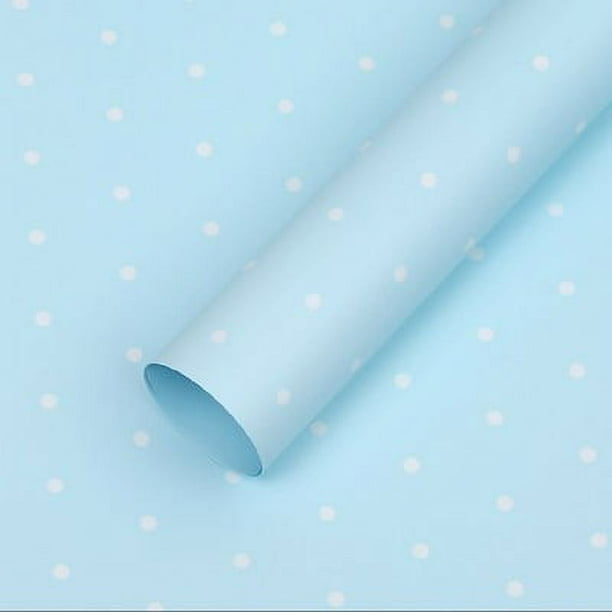 Zhuge Flores, regalos, papel para envolver regalos, pequeñas flores con puntos a prueba de agua, papel para envolver regalos (azul claro)