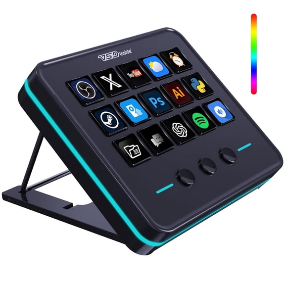 Macro Keypad, Stream Controller Deck Gaming Streaming Shortcut Keyboard, 18 Programmable Keys Customizable Visual AI Pad USB Soundboard for OBS, YouTube, Desk Office Setup, Laptop, PC, Mac