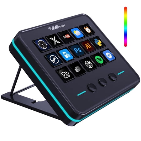 Macro Keypad, Stream Controller Deck Gaming Streaming Shortcut Keyboard, 18 Programmable Keys Customizable Visual AI Pad USB Soundboard for OBS, YouTube, Desk Office Setup, Laptop, PC, Mac
