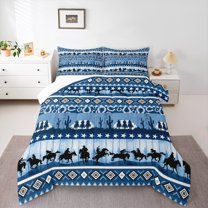 Castle Fairy Female Men Women Western Cowboy Bedding Comforter Set 2pcs,Tribal Aztec Twin Comforter Sets Microfiber,Lodge Cabin Breathable Bedding Set,Luxury Bedroom Decor