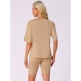 thumbnail image 3 of DARING DIVA Womens 2 Pieces Biker Shorts Set Outfits T-Shirt Lounge Wear XL Khaki, 3 of 6