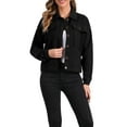 thumbnail image 1 of Chaqueta Shacket de Waffle para Mujeres Inspire Chic, con Hombros Caídos, Bolsillos y Cuello, Talla L, Color Negro, 1 of 6